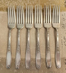 1847 Rogers Bros Set di 6 forchette posate argenteria - Foto 1 di 10