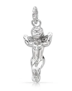 HELLMUTH CROCO STYLE CHERUB ANGEL 925 STERLING SILVER NECKLACE PENDANT CHARM, 3D - Picture 1 of 3