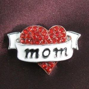 Broche prendedor corazón amor rojo día de la madre o día de San Valentín piedra esmaltada blanca - Imagen 1 de 1
