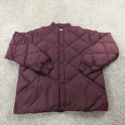 Cabelas Jacket Mens XLT Purple Red Wool Down Quilted Puffer Outdoor Bomber Coat - Image 1 of 4