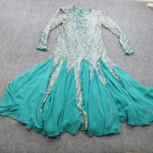 Vtg Dress Womens Small Green Lace Sequin Mermaid Fairy Whimsy Costume Floral 60s - Picture 1 of 16
