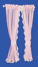 Melody Jane Casa Delle Bambole Rosa Trasparente Tende su Binario Miniatura 1:12