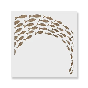 School of Fish Stencil - Durable & Reusable Mylar Stencils - Picture 1 of 9
