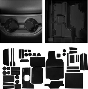 44 PCS Black Console Liner Mats Cup Holder Inserts Fits 19-24 RAM 1500 Crew Cab - Foto 1 di 5
