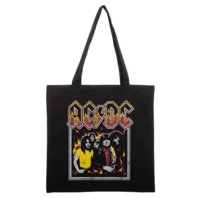 Bolso de Mano ACDC Banda Negro Reutilizable Bolsa de Comestibles Highway to Hell Álbum Cubierta Llamas Foto 1 de 4