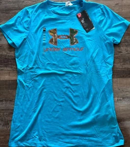 NWT Under Armour L Womens Turquoise/Rust REALTREE Big Logo Shirt Large - Picture 1 of 2