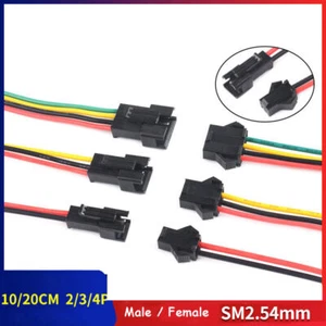 Plug Socket Connector Wire Cable 10 20cmSM2.54mm 2 Pin 3 Pin 4 Pin Female Male - Picture 1 of 11