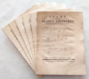 Abbati Olivieri Esame del bronzo lerpiriano pubblicato dallo Spon Gavelli 1771 - Imagen 1 de 6