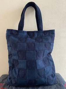 Women's Handmade Deep Blue Vintage Kimono Tote Lady Shopper Hand bag From Japan - Picture 1 of 6