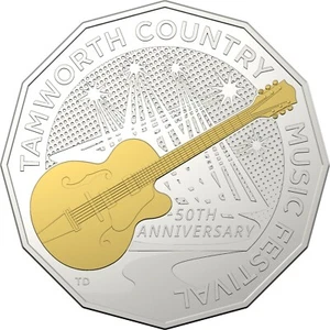 2022 50th Tamworth Country Music Fest Selectively Gold-Plated Silver Proof Coin - Picture 1 of 6