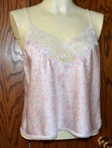 Vintage Markenlos Missy Rosa Blumen Camisole Schlaf Top Dessous Brustumfang 34" - Bild 1 von 10