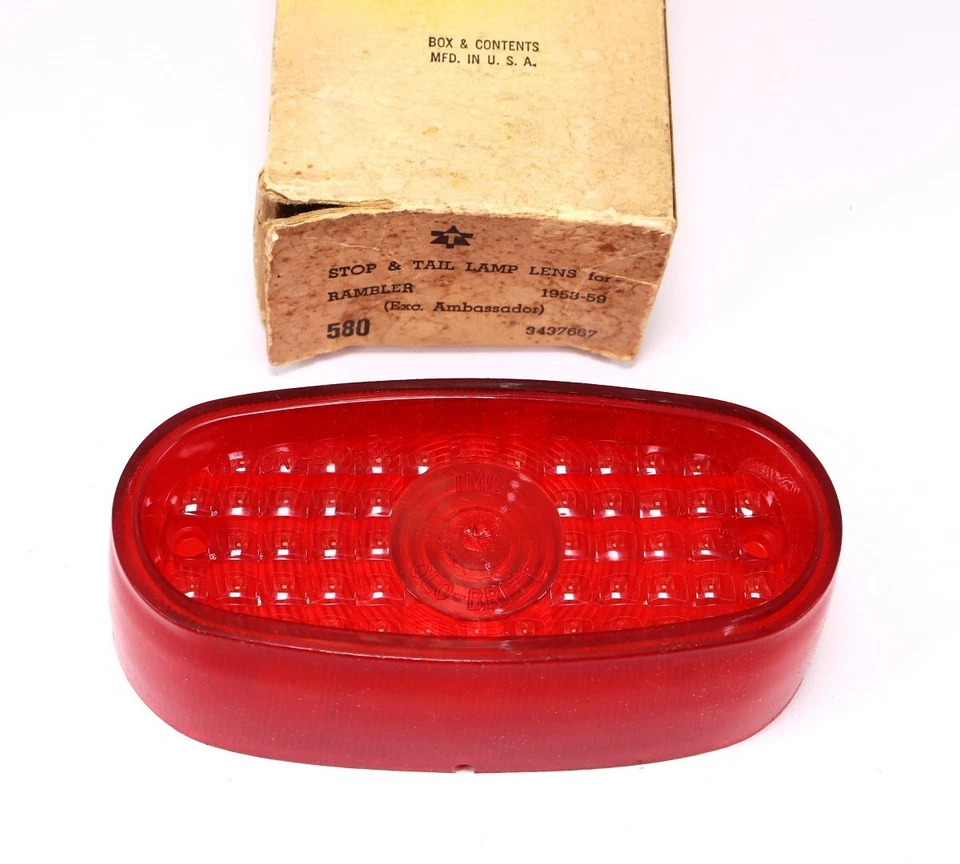 Luz de parada/lente de luz trasera AMC Rambler 1958-59 - NOS - Glo-Brite Foto 1 de 4