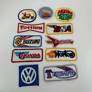 Vintage 70s Embroidered Patch LOT OF 11 Sew-Ons Novelty Cars Auto Brands - Picture 1 of 8
