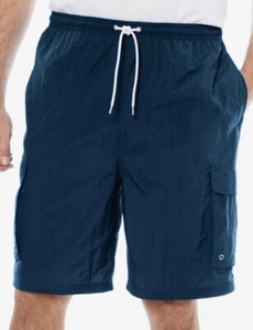 Ks Island By Kingsize Men's Big & Tall 8" Cargo Swim Trunks, Navy, 3XL - Picture 1 of 2
