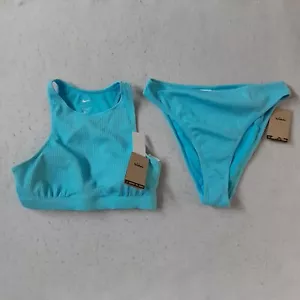 Nike Women’s XL Aquarius Blue Two-piece Swimsuit Bikini High Waist New - Picture 1 of 10