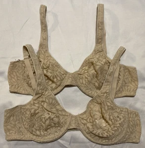 Donna Karan 2-teiliges Set 36C transparente ungefütterte Bügel-BHs mit Blumenspitze beige 20421 - Bild 1 von 8