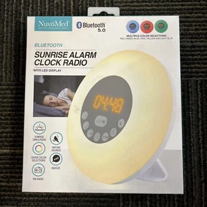NuvoMed Sunrise Alarm Clock Radio Bluetooth Led Display Multiple Color NEW! - Picture 1 of 2