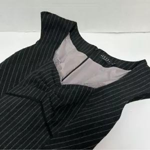 Iris Setlakwe Black Striped Sleeveless Lined V-Neck Dress Viscose Stretch size 2 - Picture 1 of 6