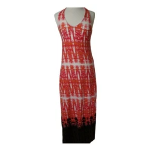 Maxi abito donna Jones New York Sport cravatta fustellata taglia small rosa marrone - Foto 1 di 11