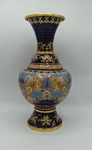 Vintage Chinese Cloisonne’ Enamel Hand Painted Vase - Picture 1 of 10