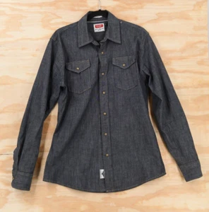 Wrangler Indigo Chambray Snap Front Long Sleeve Western Shirt Mens Medium - Picture 1 of 15