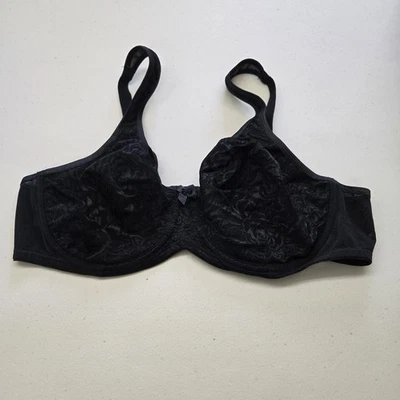 Breezies Women Bra 40C Black Floral T Shirt Underwired Lace Bow Mesh - Image 1 of 4