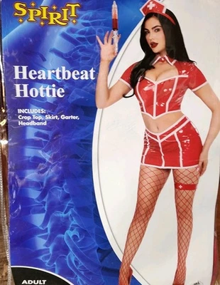 NOVO Fantasia Heartbeat Hottie Enfermeira Impertinente Adulto Tamanho Pequeno 4-6 - Imagem 1 de 4