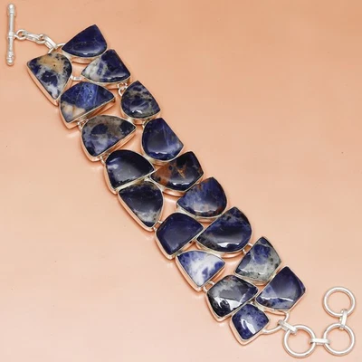 Подарочный браслет из содалита с драгоценными камнями для ювелирных изделий матери 7–8 дюймов - Изображение 1 из 4