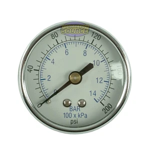 1/8" 200 PSI Compressor Compressed Air Pressure Gauge Back Mount Black 102D-208G - Picture 1 of 6