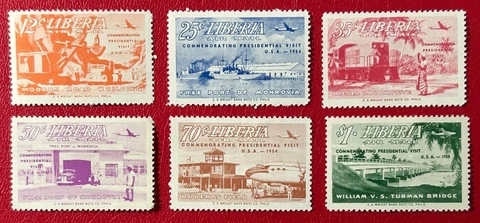 LIBERIA Sc#c82-c87 1954 Airmail Mint V VLH mark OG VF (11-195) Cover