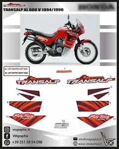 Adesivi Transalp XL600V xl 600 v 1994-1996 ADHESIVES GRAFICHE STICKERS DECAL - Foto 1 di 3