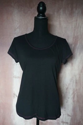 Top de pijama Joe Boxer negro con ribete rosa manga corta talla L Foto 1 de 3