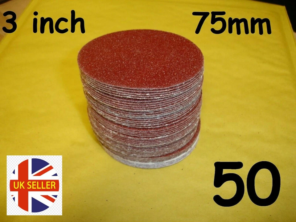 75mm 3 inch 3" Sanding Pads, discs Sandpaper 40 - 3000 grit - Hook & Loop - Image 1 of 1