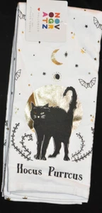Toallas de cocina para gato Hocus Purrcus gato Halloween Novogratz nuevo con etiquetas nuevo juego de 2 - Imagen 1 de 2