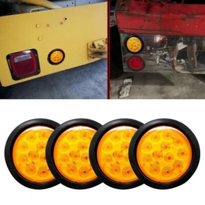 4 luces traseras redondas de respaldo de 12 LED ámbar de 4 pulgadas para remolque de camión - Imagen 1 de 9