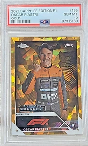 2023 Topps Chrome Sapphire F1 Gold #195 Oscar Piastri /50 RC Rookie PSA 10 - Picture 1 of 2