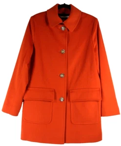 NEW Fleurette Single Breast Wool Peacoat in Orange Red Size 12 #C4095 - Picture 1 of 9