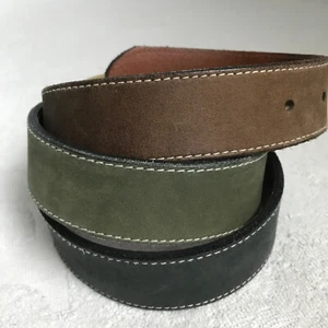 Gap Leather Belt Mens 36 Green Brown Colorblock Brass Buckle Casual City - Picture 1 of 14