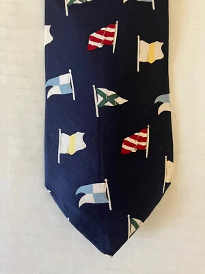 Corbata para hombre Old Navy corbata seda azul marino bandera estampado por todas partes hecha en EE. UU. Foto 1 de 4