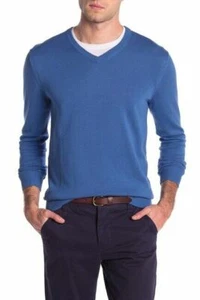 Joe Fresh, Men's Solid V-Neck Pullover Sweater ,Blue , S - Picture 1 of 1