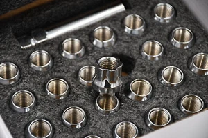 Set 24 Epoch Open End Spline Lug Nut Kit Chrome 14mm x 1.5 1" Tall M14x1.5 - Picture 1 of 5
