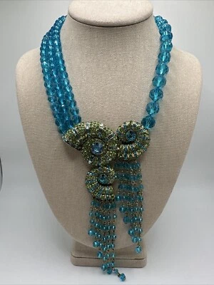 Collar colgante Nautilus de cristal azul y verde concha marina Foto 1 de 4