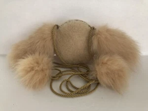Jane Shearling Suede Soft Fur Tails Twisted Crossbody Rope Handle Pouch Purse - Picture 1 of 8