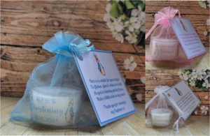 Personalised TEALIGHT Christening Baptism Peter Rabbit favours - Picture 1 of 13
