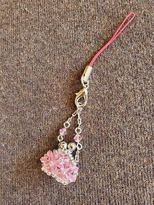 Pink Purse Dangle Beaded Charm with Detachable Strap