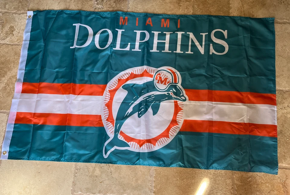 Bandera de los Miami Dolphins 3x5 pies NFL al aire libre hombre cueva banner vendedor de EE. UU. Foto 1 de 1