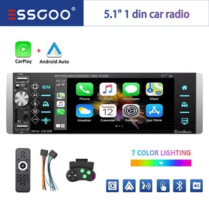 ESSGOO 5" Single DIN Car Stereo Apple Carplay Android Auto Bluetooth IPS Screen - Picture 1 of 15