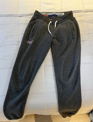 Superdry Woman’s Dark Grey Cuffed Joggers Uk Size 8 - Image 1 of 2