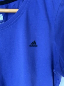 Adidas Women’s Purple T-shirt Featuring A Large Black Logo Size Large - Picture 1 of 5