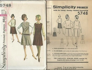S 5748 sewing pattern 60's sleeveless DRESS or JUMPER inverted pleats sew UNCUT - Picture 1 of 1